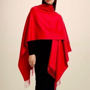 100% Cashmere Made in Scotland Oversized Wrap Shawl Scarf Throw XXL Red NEW